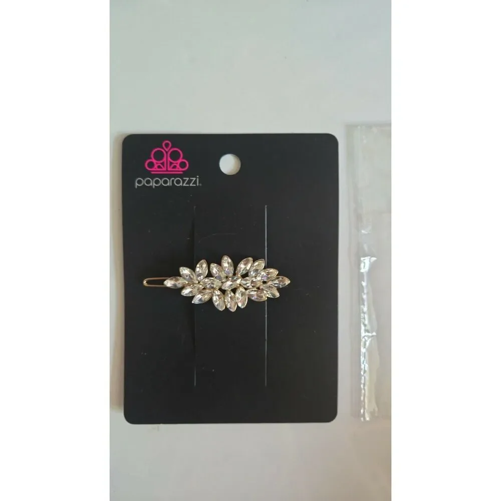 Paparazzi NWT hair clip Royal Roulette gold